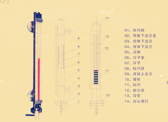 顶装磁翻柱液位计结构